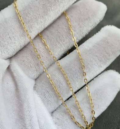 45cm Cadena Tejido Rolon Diamantada Oro Amarillo 18k Italy 1.5gr 1.3mm