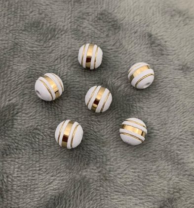 Neoros Blancos 3 rayas Oro Amarillo 18k #8mm