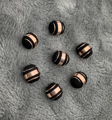 Neoros negros 3 rayas Oro Rosa 18k #6mm
