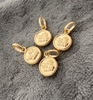 Dije Medalla de Angel en Oro Amarillo 18k 0.4gr