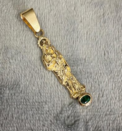 Dije Virgen del Carmen Esmeralda Oro 18k 3.1 gr