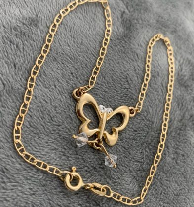 Tobillera con Herraje de Mariposa  Oro 18K Italy 3.85gr 25.8cm