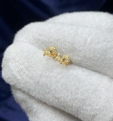 Topos De Perro Con Swarovski Oro Amarillo 18K 0.95gr 6mm