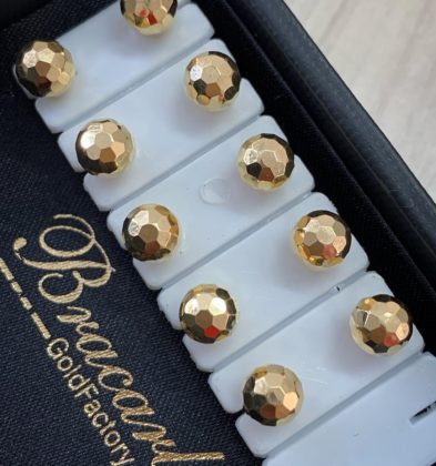 Topos De Bola Diamantado Discoteca #6mm Oro Amarillo 18K 0.9 gr