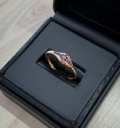 Anillo Serpiente Con Swarovski Oro Amarillo 18K 2.2 gr Talla #6 1/4