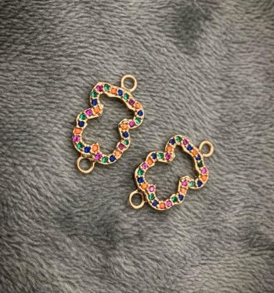 Herraje de Oso TH con Swarovskis Multicolor en Oro Amarillo  18K 1.15gr