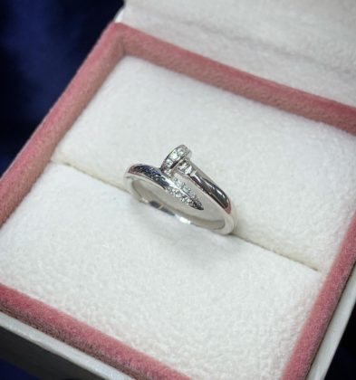 Anillo Clavo CT Con Swarovski Oro Blanco 18K 3.4 gr Talla #4 1/2