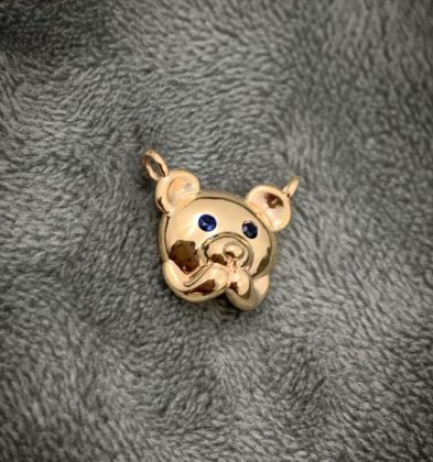 Herraje Oso con Swarovskis Azules en Oro Amarillo 18K  2.55gr