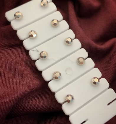 Topos De Media Bola Diamantado Discoteca #4mm Oro Blanco 18K 0.55 gr