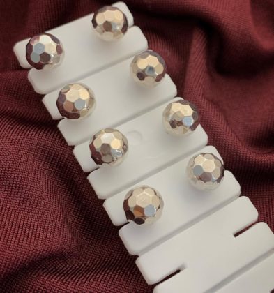 Topos De Bola Diamantada discoteca #7mm Oro Blanco 18K 1.1 gr