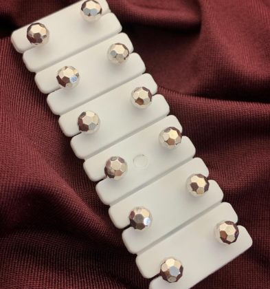 Topos De Media Bola Diamantado Discoteca #5mm Oro Blanco 18K 0.65 gr