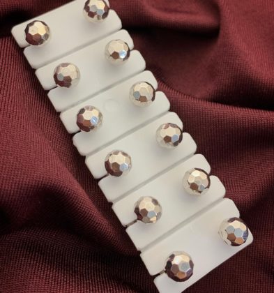 Topos De Bola Diamantado Discoteca #6mm Oro Blanco 18K 0.9 gr