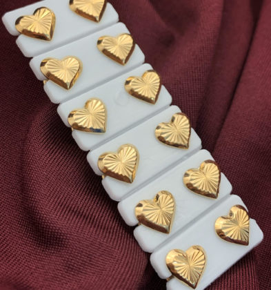 Topo De Corazon Diamantado Oro Amarillo 18K 0.95 gr 9mm