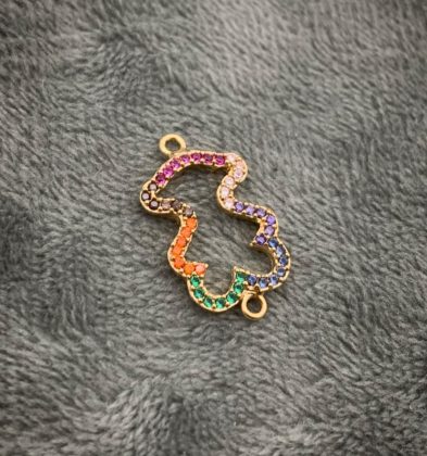 Herraje De Oso TH Con Swarovski Oro Amarillo 18K 1.1 gr 2.0 cm