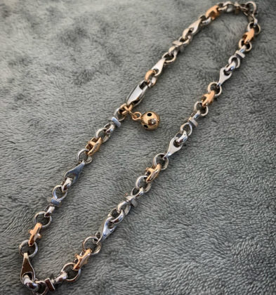 Tobillera en tejido Rustico en Dos Oros 18K 25.1gr