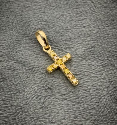 Cruces Con Diamantes Amarillos 24 Pts Oro Amarillo 18K 1.2 gr