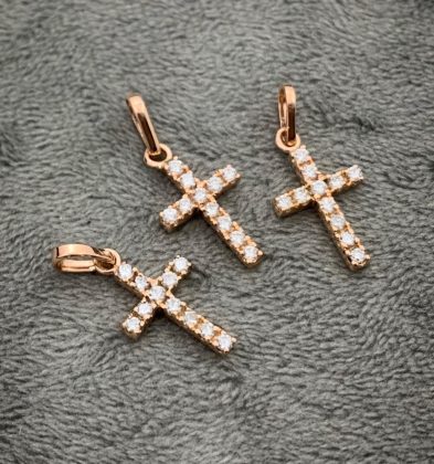Cruces Con Diamantes Blancos 23 Pts Oro Rosa 18K 1.05 gr+