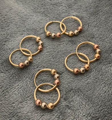 Candongas Con Bolas 3mm Tres Oros 18k 1.1gr