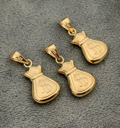 Dije De Bolsa De Dinero Oro Amarillo 18K 1.25 gr 2.8 cm
