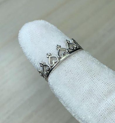 Anillo Corona Oro Blanco 18K 3.35 gr Talla #6 3/4