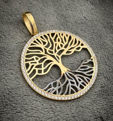 Dije Arbol De La Vida Con Swarovski Oro Amarillo 18k Italy 6.1gr 4.6cm