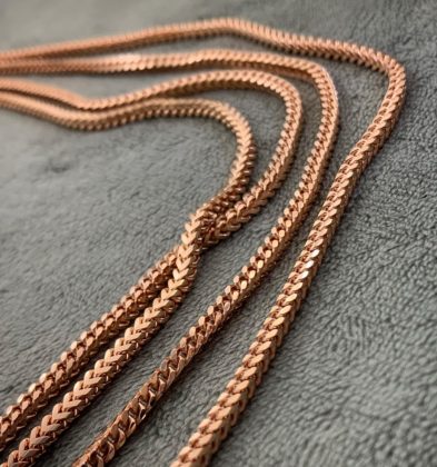 60cm Cadena Mini Franco Oro Rosa 18k Italy 18.2gr 2.0mm