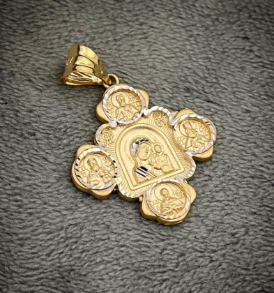 Dije De La Virgen Maria Oro Amarillo Y Oro Blanco 18k Italy 3.45gr 3.2cm