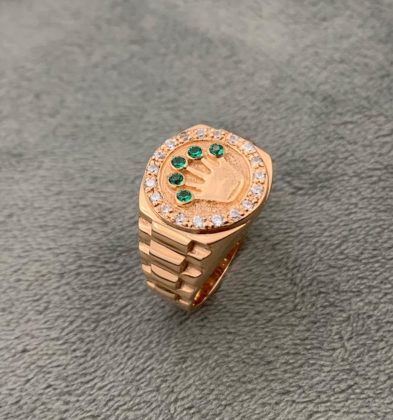 Anillo Corona Con Swarovski Oro Rosa 18K 9.1 gr Talla #8