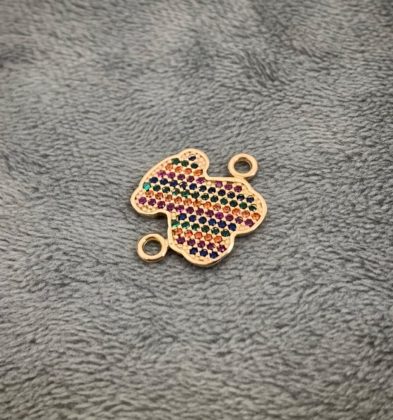 Herraje De Oso TH Con Swarovski Oro Amarillo 18k 1.8 gr 2.0 cm