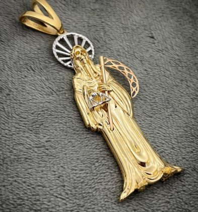 Dije De La Muerte Tres Oros 18k Italy 4.8gr 5cm