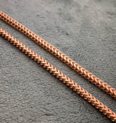 60 cm Cadena Tejido Franco Oro Rosa 18k Italy 750 39.3gr 3.0mm