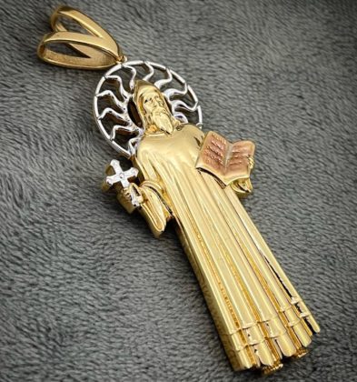 Dije De San Benito Tres Oros 18k Italy 10.5gr 6.8cm