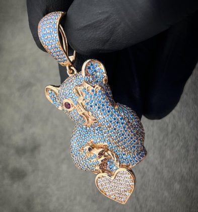 Dije De Pantera Con Swarovski Oro Rosa 18k Italy 750 13.9gr 6 cm