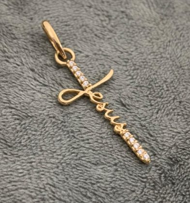Dije Cruz Jesus Con Swarovski Oro Amarillo 18k 1.6 gr 4.1cm