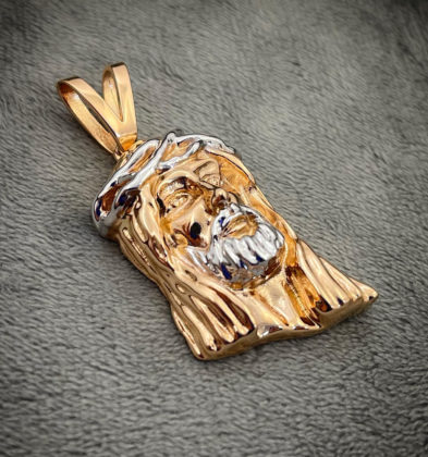 Dije De Rostro De Jesus Oro Rosa Y Blanco 18k Italy 11.0 gr 5 cm