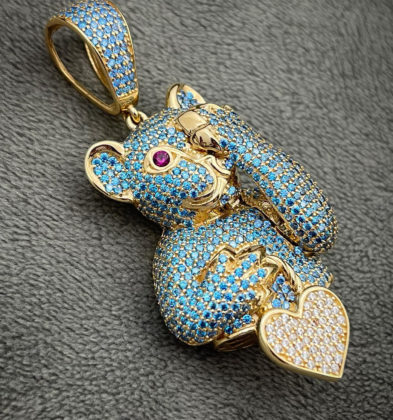 Dije De Pantera Con Swarovski Oro Amarillo 18k Italy 750  14.7gr 5.8cm