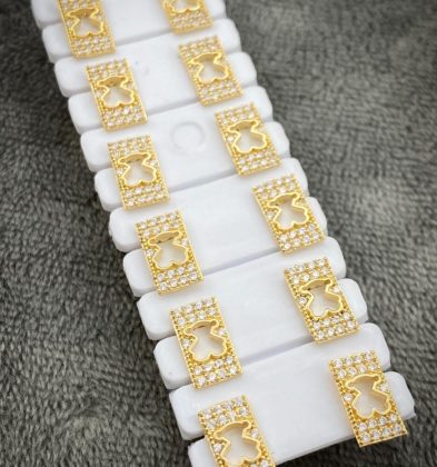 Topo De Oso TH con Swarovski Oro Amarillo 18K  1.3 gr 9.3mm