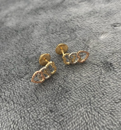 Topos De Corazón Tres Oros 18k 0.8gr 11.4mm