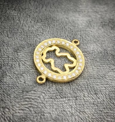 Herraje De Oso TH Con Diamantes 50 Pts Oro Amarillo 18K 4.9 gr 2.5 cm