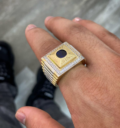 Anillo Con Swarovski Oro Amarillo Y Blanco 18k Italy 11.4gr Talla # 10