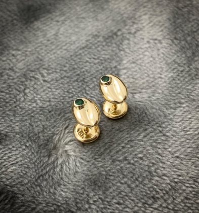 Topo Grano De Café Con Swarovski Verde Oro Amarillo 18k 0.7gr 7.5mm