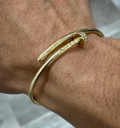 Pulso Clavo CT Con Swarovski Oro Amarillo 18K Italy 9.0 gr 17 cm