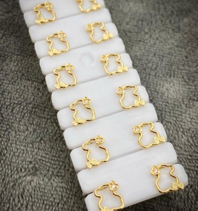 Topo De Oso TH Con Swarovski Blanco Oro Amarillo 18K 0.75 gr 6.6mm