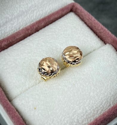 Topos Media Bola Diamantada Tres Oros 18k Italy 1.9gr 9mm