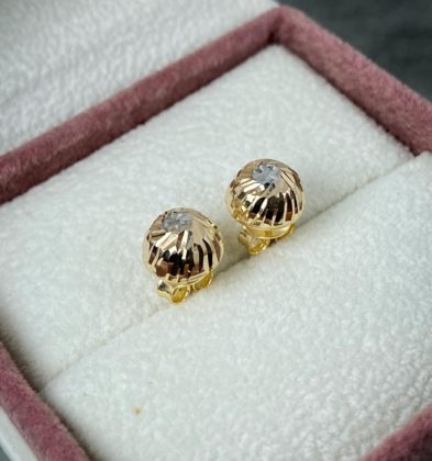 Topos Media Bola Diamantados Dos Oros 18k Italy 1.6gr 8mm