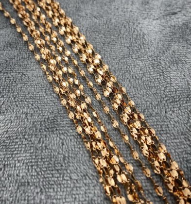 45cm Cadena Flor Espejo Oro Rosa 18k Italy 1.2gr 1.7mm