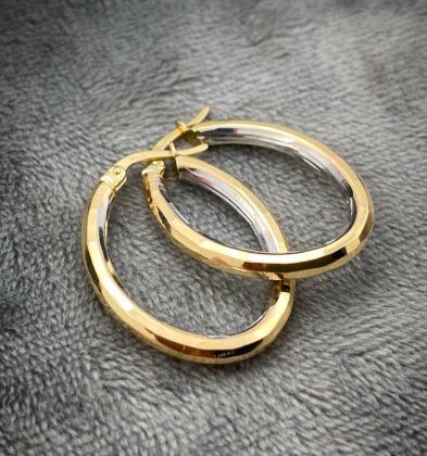 Candongas Diamatadas Dos Oros 18k Italy 2.9gr 22.1mm