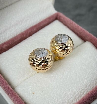 Topos de Bola Diamantada Dos Oros 18k 3.2gr 12mm