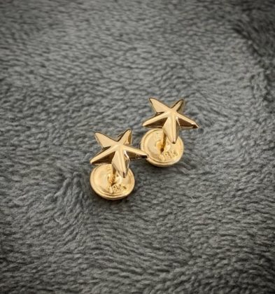 Topo De Estrella Lisos Oro Amarillo 18K 0.6 gr 6.8mm