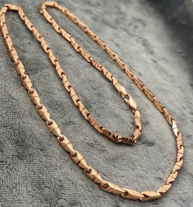 60cm Cadena Tejido Rustico Oro Rosa 18k 64.2gr 3.2mm